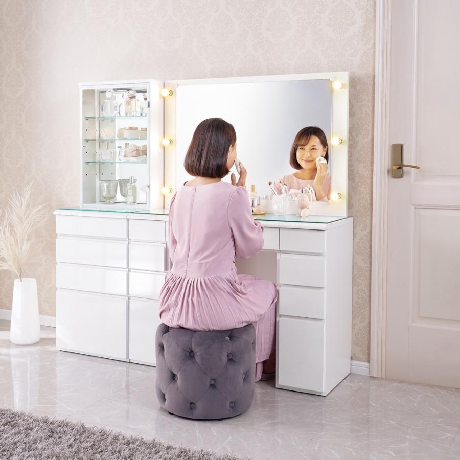 収納＆インテリア  ドレッサー ドレッサー LEDライト付きシンプルドレッサー＆スツール 2点