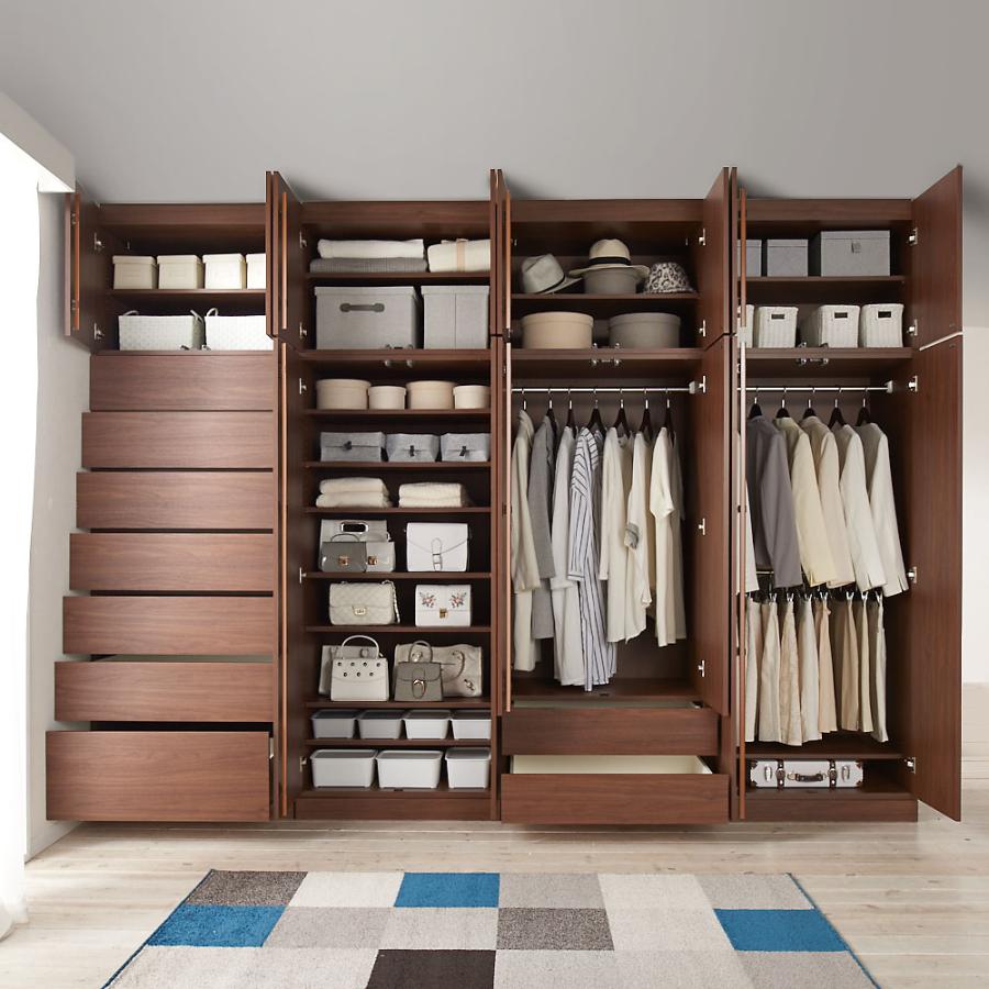 パーテーション　間仕切り　家具 dinos（ディノス） 壁面間仕切りミラーワードローブ タワーチェスト 幅