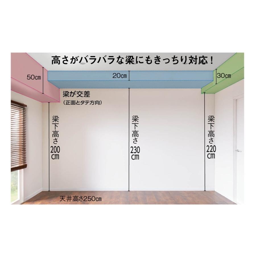 お部屋の天井構造を考慮した壁面ワードローブ 棚タイプ 幅80高さ180cm（高い梁下に） 衣類収納 ワードローブ クローゼット 644228の画像