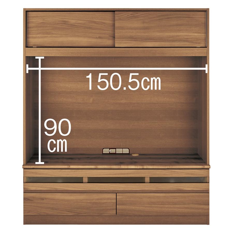 【２点セット】 リビング収納 テレビ台 テレビボード コンセント パソコン コード収納 狭い場所でも収納たっぷり引き戸壁面収納シリーズ テレビ台 幅155cm 808913 【1792044799】(62916円)