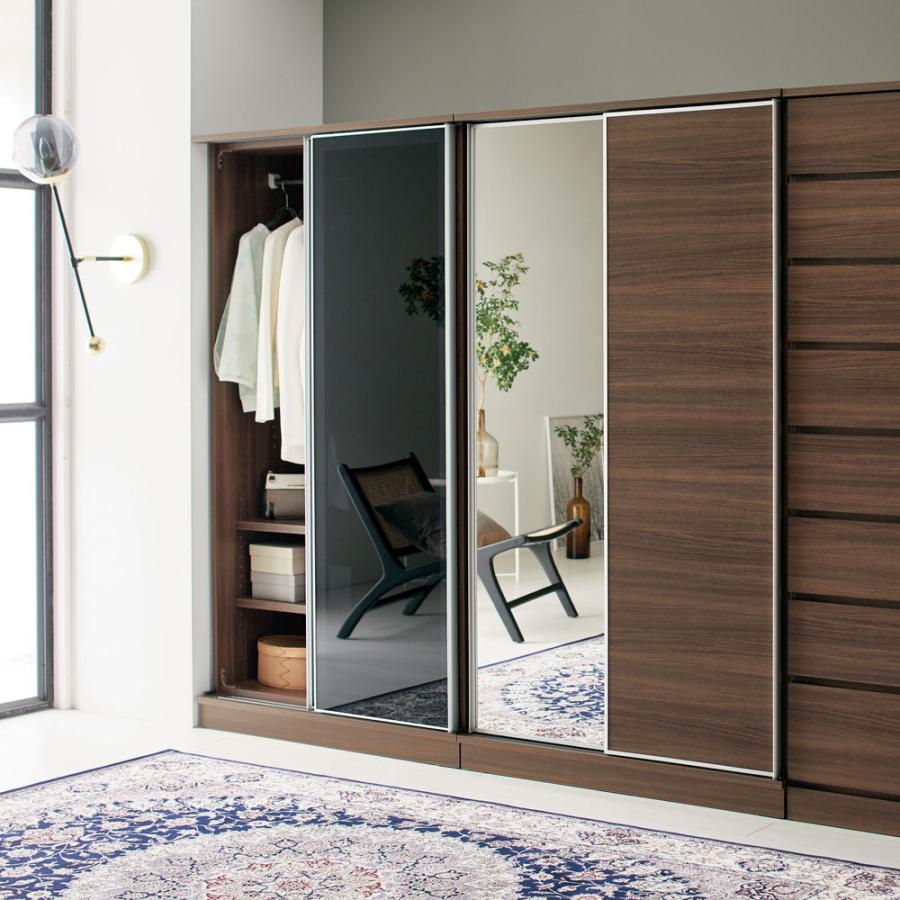 鏡ばりの後付け収納クローゼット⭐︎ディノス（茶色）