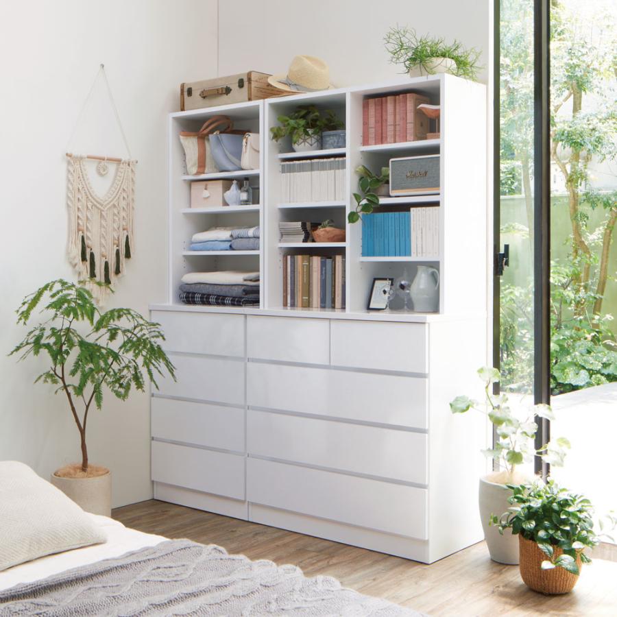 トイレ収納 洗面所収納 帽子 ディスプレイ 引き出し付き DVD収納 ぴったりサイズが見つかる棚付きチェスト 幅40cm高さ150cm 778528 