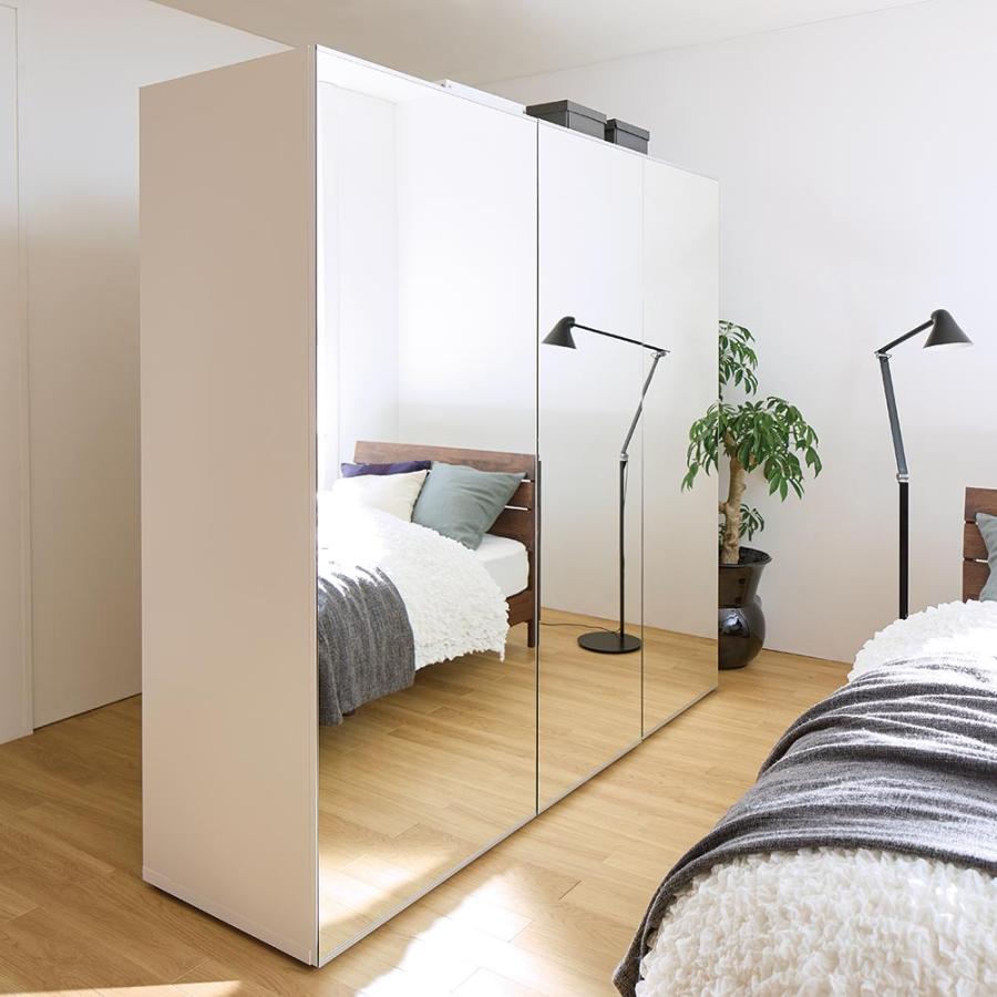 壁面間仕切りミラーワードローブ ハンガー2段 幅60cm・高さ180cm 通販