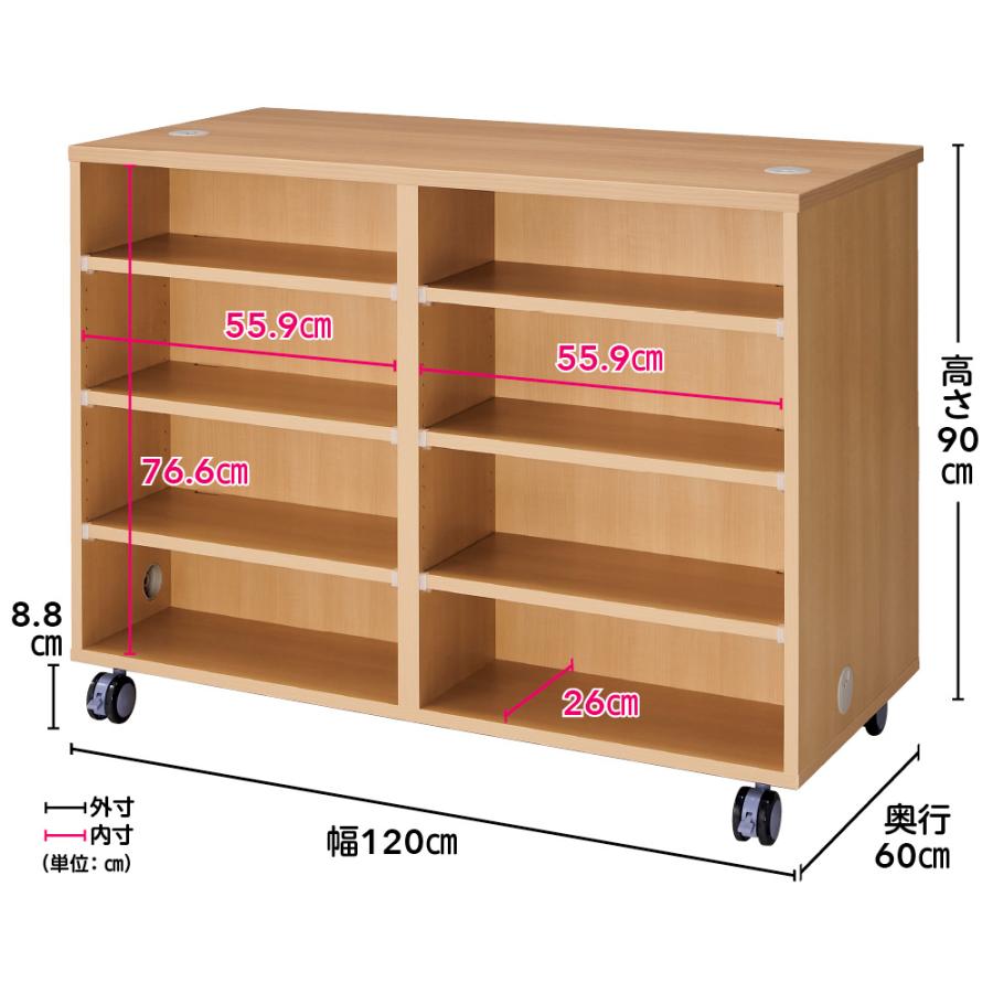 ≪高さ100cm≫ 移動式アイランドカウンター 移動式キャスタータイプ 幅120cm奥行60cm キッチン収納 キッチンカウンター 641605の画像