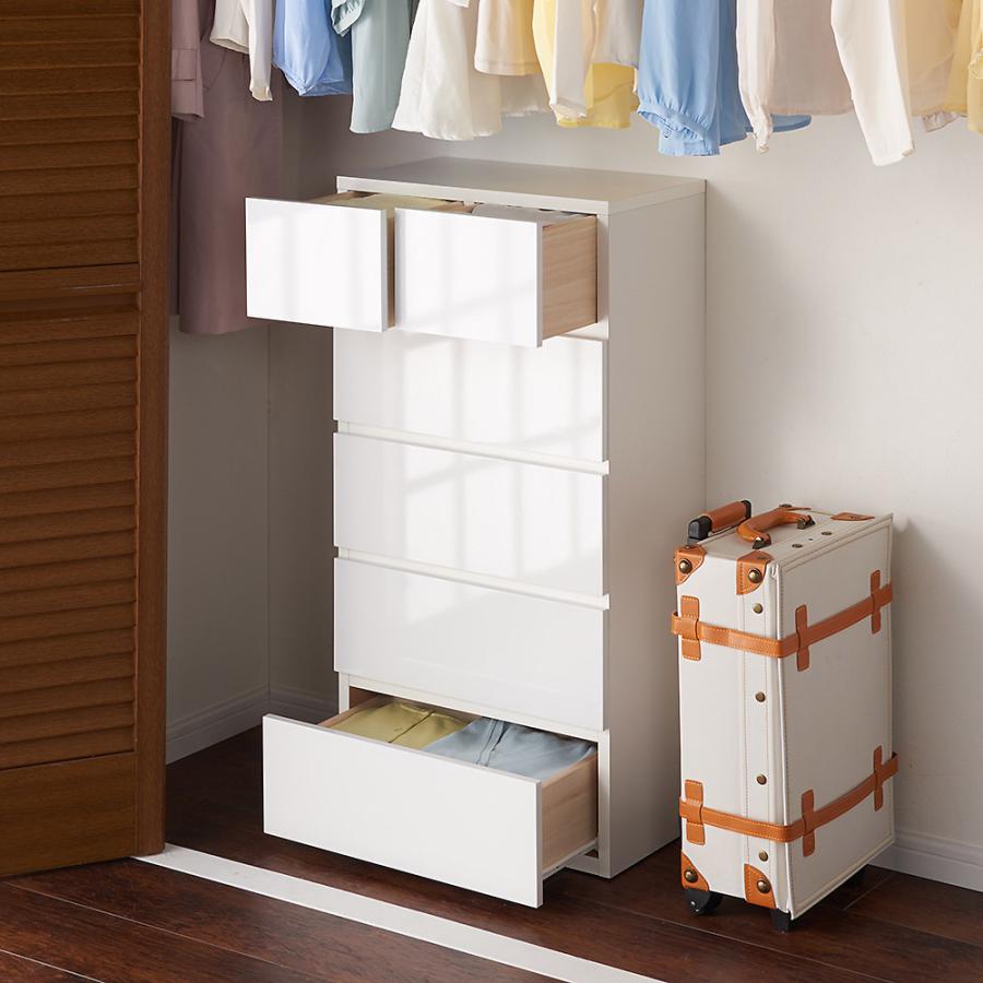 dinos（ディノス） 奥行30cm薄型ツヤツヤチェスト 幅50cm・5段 トイレ