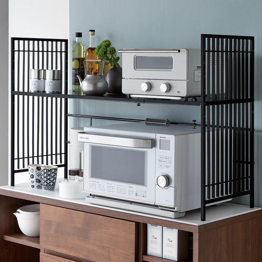海外正規品 インテリア雑貨 日用品 生活雑貨 便利グッズ 家具 収納 キッチン収納 食器棚 レンジ台 レンジラック Hanji ハンジ 格子レンジ上ラック 幅85 110cm H 最適な価格 Www Technet 21 Org