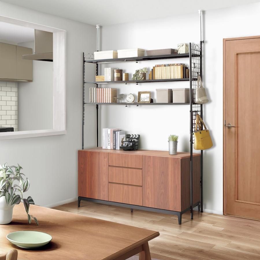 dinos 壁面を有効活用できる 幅伸縮 頑丈ラック 2段 本棚 ラック