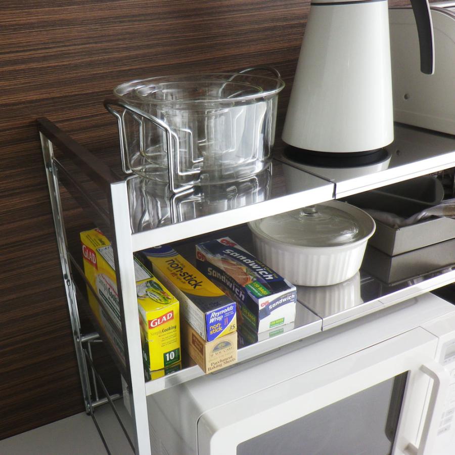 dinos（ディノス） 調理家電が置ける頑丈ステンレス伸縮天板ラック 2段