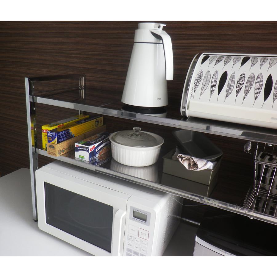 dinos（ディノス） 調理家電が置ける頑丈ステンレス伸縮天板ラック 2段