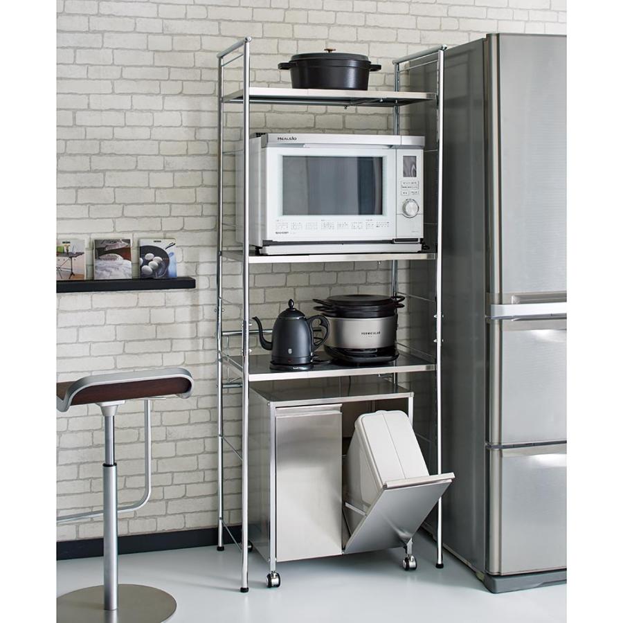 dinos（ディノス） ステンレス棚ダストボックス上幅伸縮ラック 棚3段