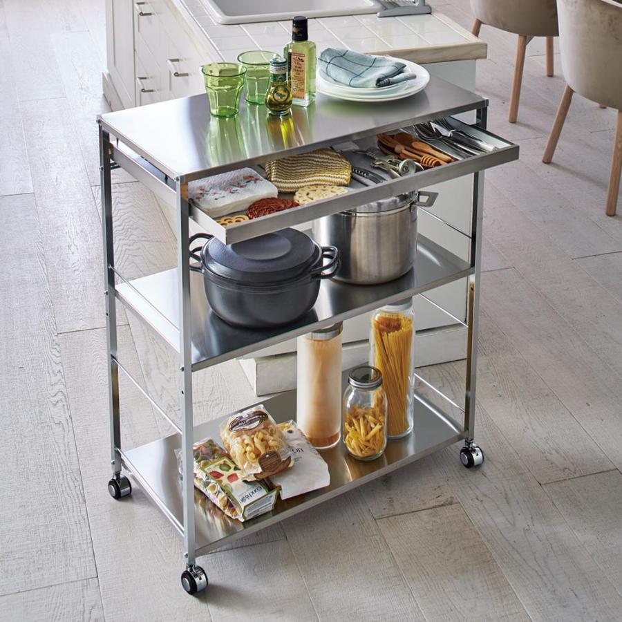 dinos（ディノス） ステンレス作業台ワゴン 引き出し1杯タイプ 幅50cm