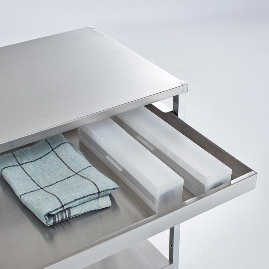 dinos（ディノス） ステンレス作業台ワゴン 引き出し2杯タイプ 幅73.5