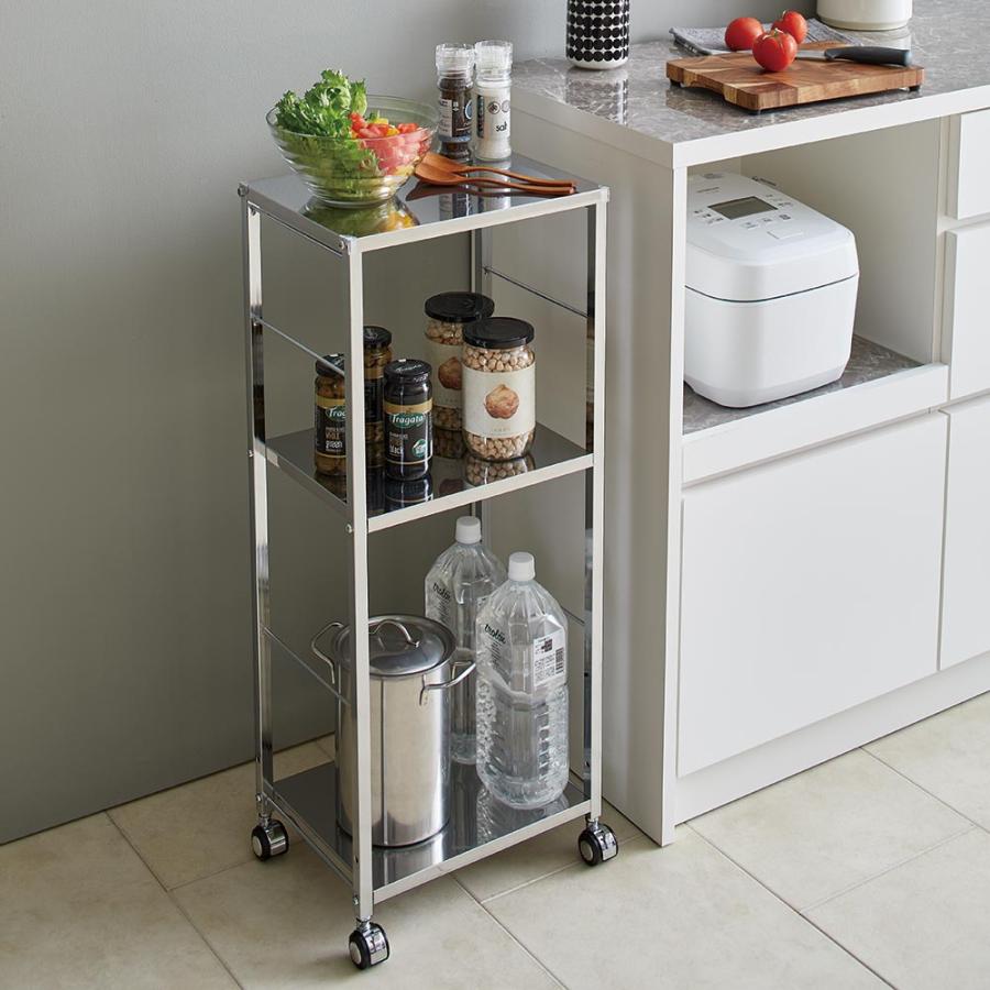 dinos 作業スペースが拡張できるステンレスキッチンワゴン 幅