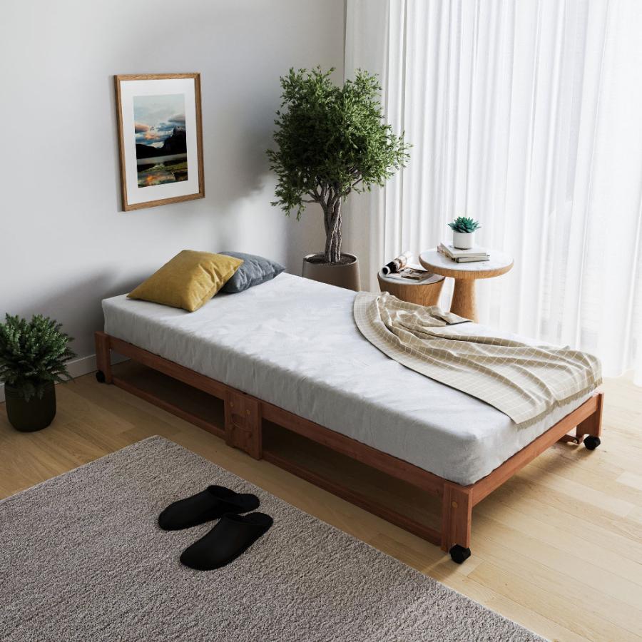 すのこベッドシングル組み立て式高さ調節dinos購入