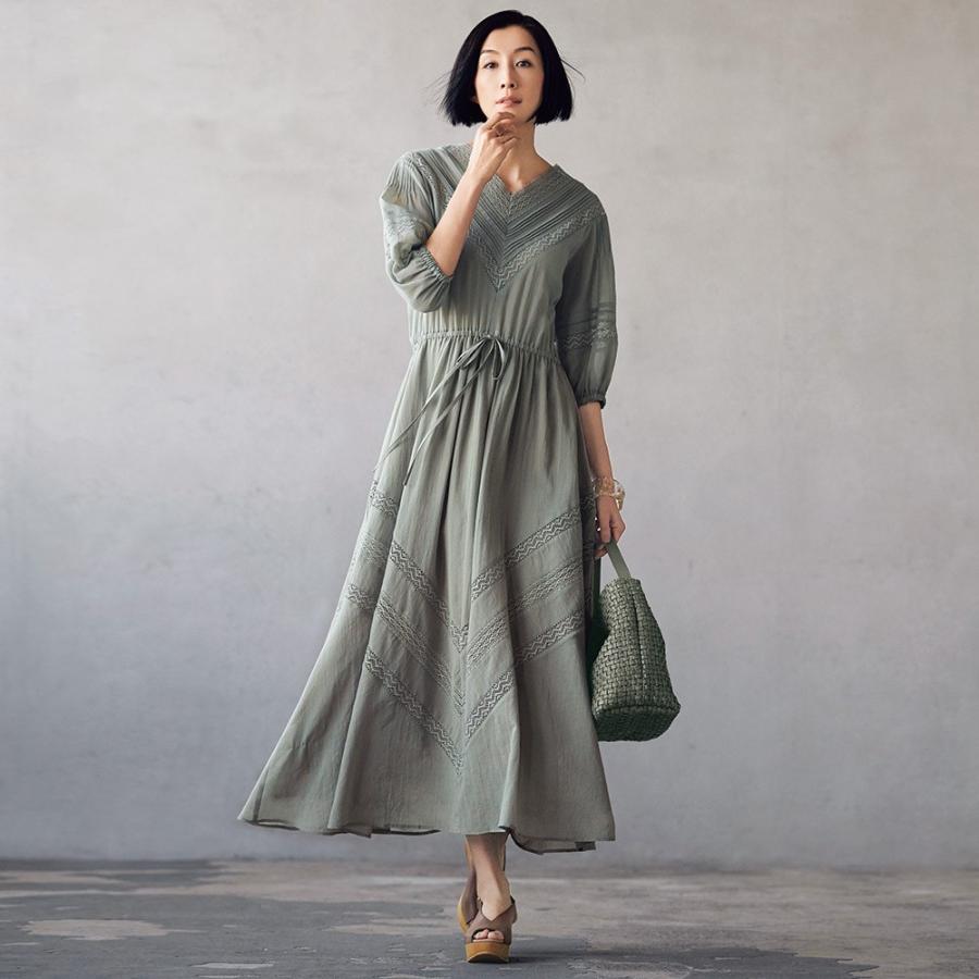 取寄品 ファッション ワンピース チュニック マキシワンピース ロングワンピース レース使い コットン ロングワンピース ディノス Paypayモール店 通販 Paypayモール セール Www Skylanceronline Com