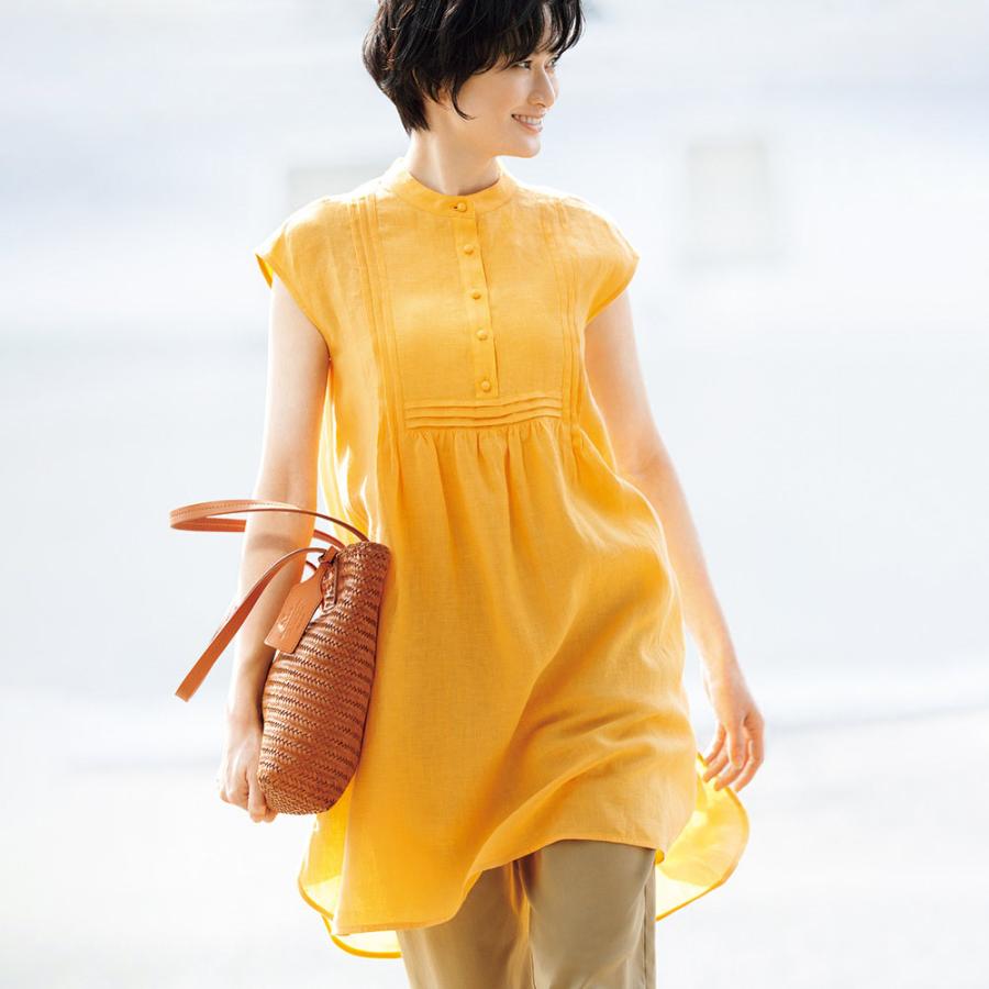 ファッション ワンピース チュニック ベルギーリネン デザインチュニック 3541 ディノス Yahoo ショッピング店 通販 Yahoo ショッピング