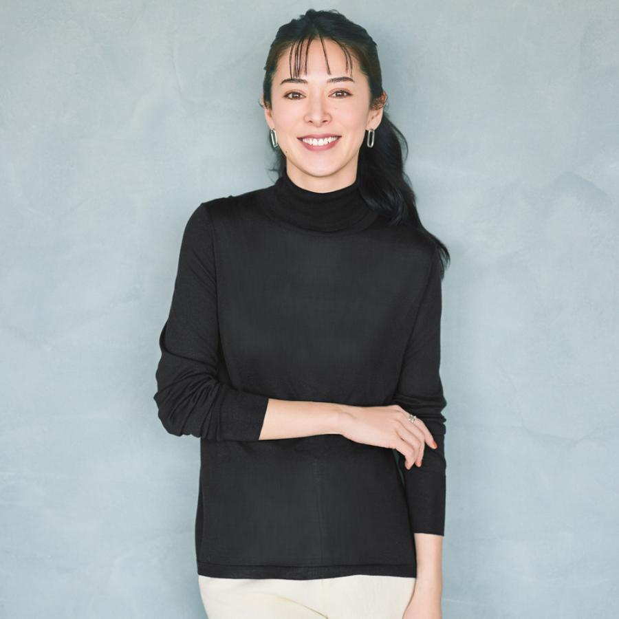 dinos（ディノス） シルクニット タートルネック 長袖 プルオーバー