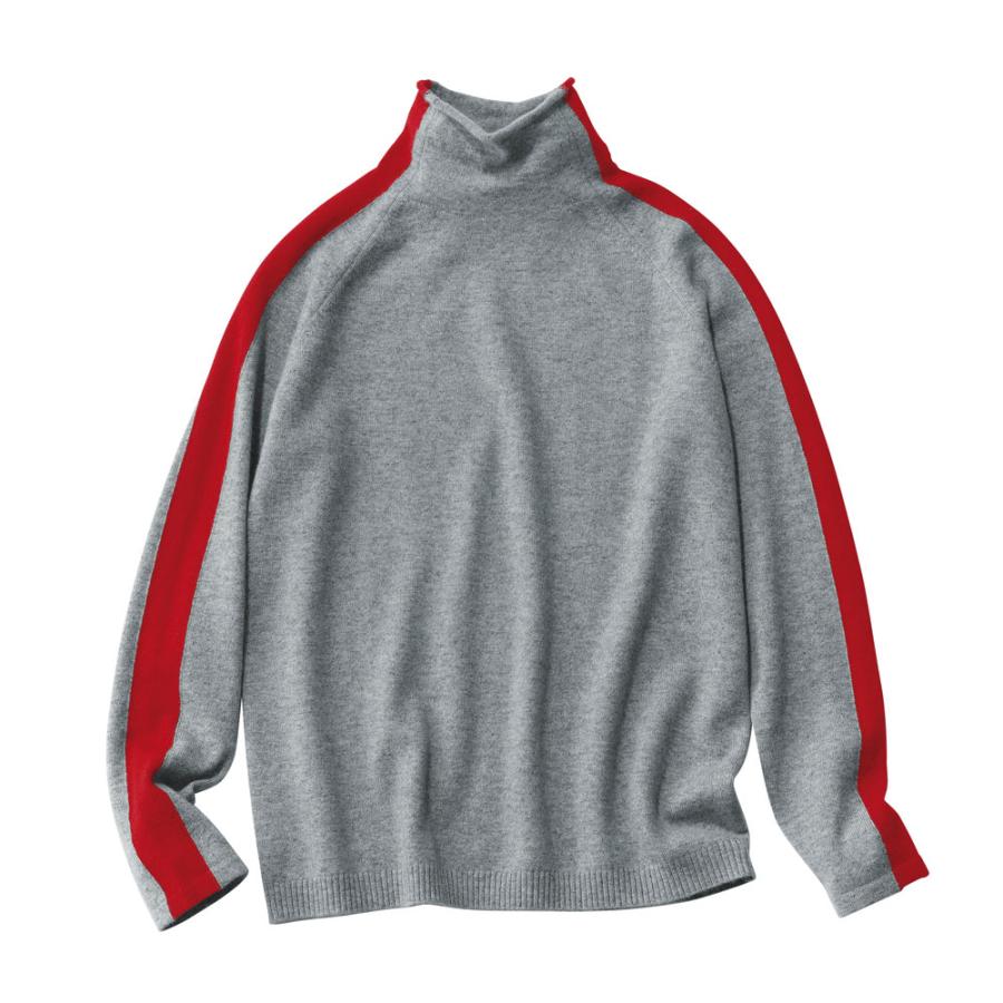 dinos（ディノス） カシミヤニット サイドライン インターシャ