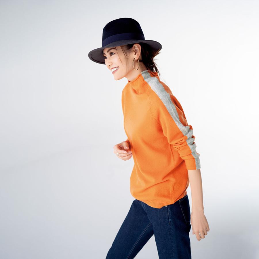 dinos（ディノス） カシミヤニット サイドライン インターシャ