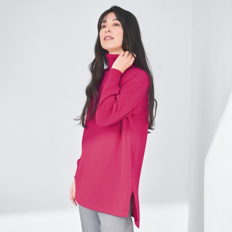 カシミヤニット タートルネック チュニック ニット セーター ニットセーター A28301 dinos（ディノス） カシミヤニット タートルネック チュニック ニット