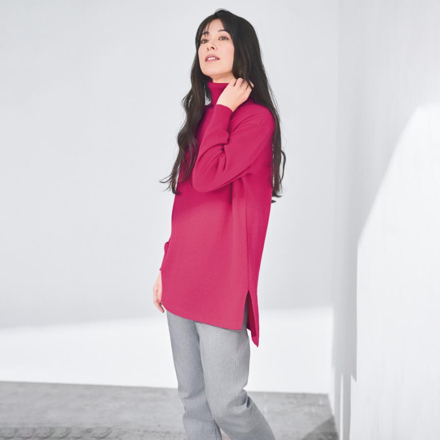 カシミヤニット タートルネック チュニック ニット セーター ニットセーター A28301 dinos（ディノス） カシミヤニット タートルネック チュニック ニット