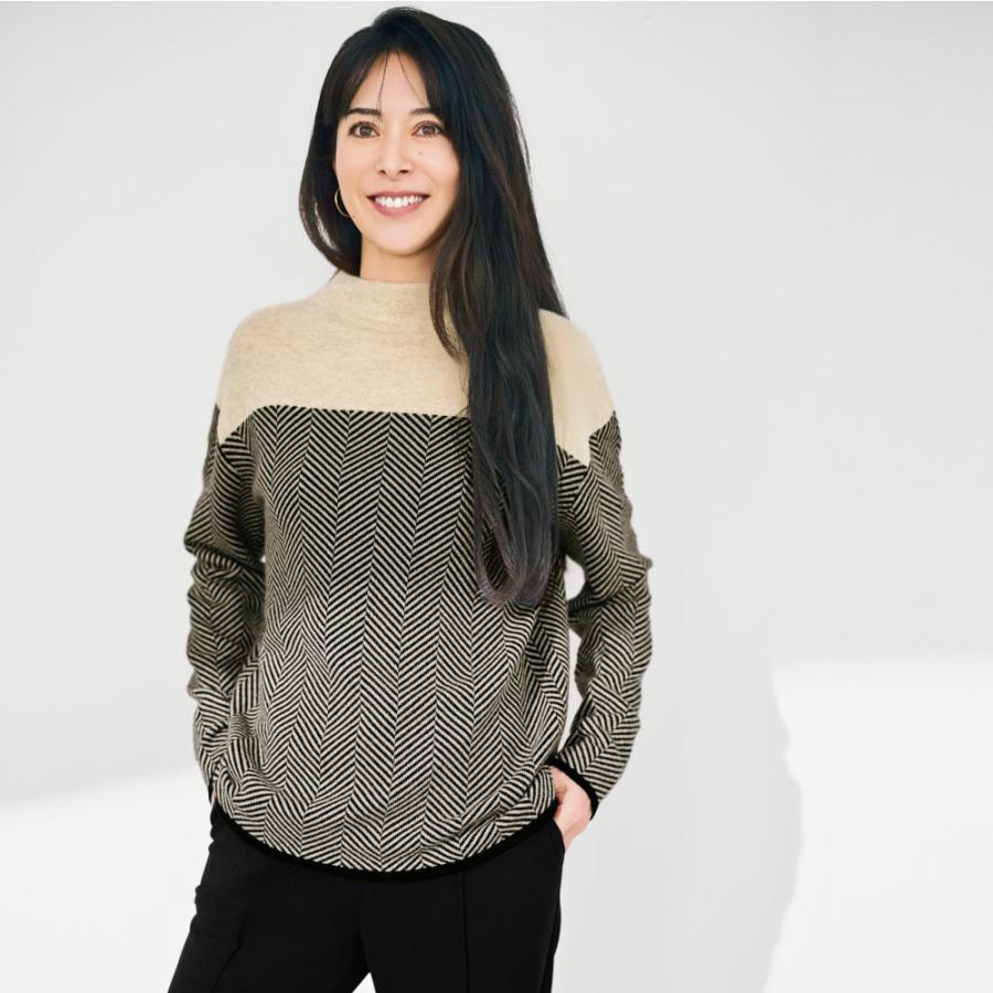 dinos（ディノス） カシミヤニット ヘリンボーンジャカード プル