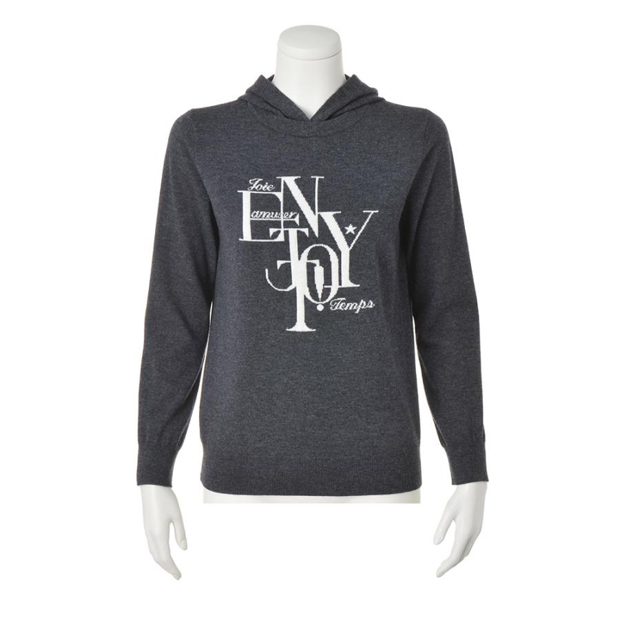 ロゴ ジャカード フーデッド プルオーバー ニット セーター ニット