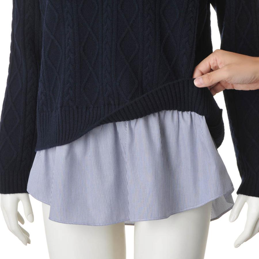 レイヤード風 アラン編み チュニック チュニック 長袖 七分袖チュニック 128301 レイヤード風 アラン編み チュニック チュニック 長袖 七分袖