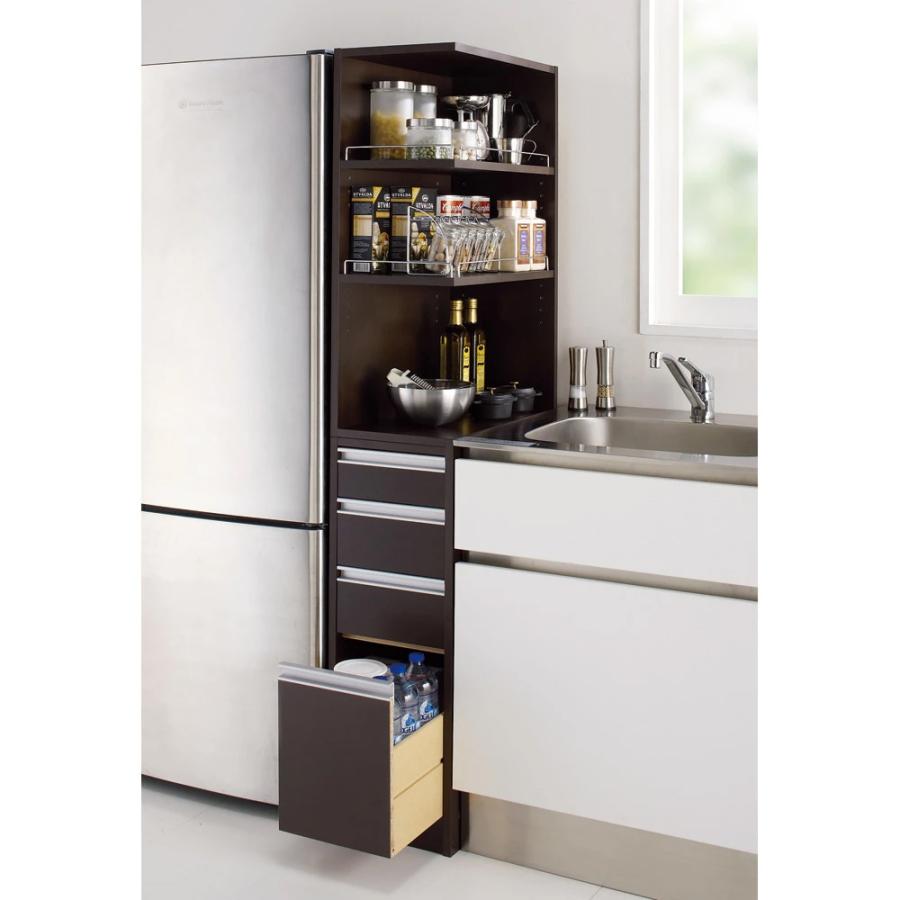 【新品】キッチン すき間収納 2面オープン 棚 幅25cm ストッカー 隙間収納 dinos（ディノス） ［幅25奥行55cm］ 取り出しやすい2面オープンすき間