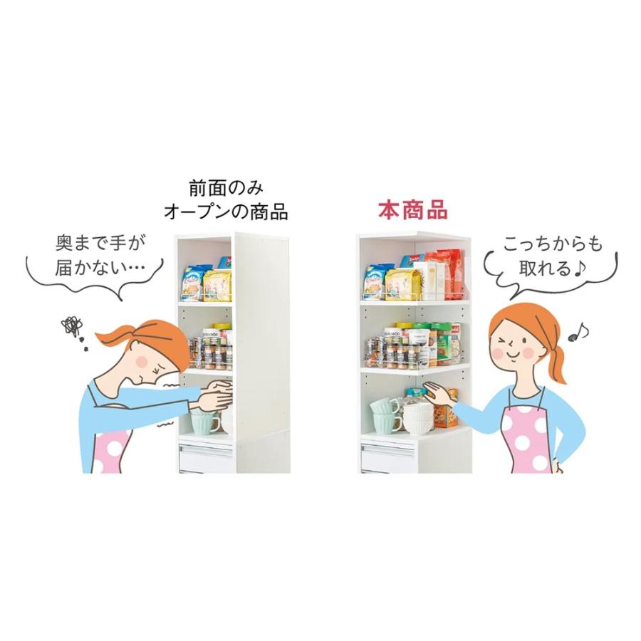 キッチン 隙間 収納 すき間 棚 洗面所 おしゃれ すき間収納 キッチンラック 隙間収納 ［幅20奥行44.5cm］ 取り出しやすい2面オープンすき間収納庫 日本製 640684の画像