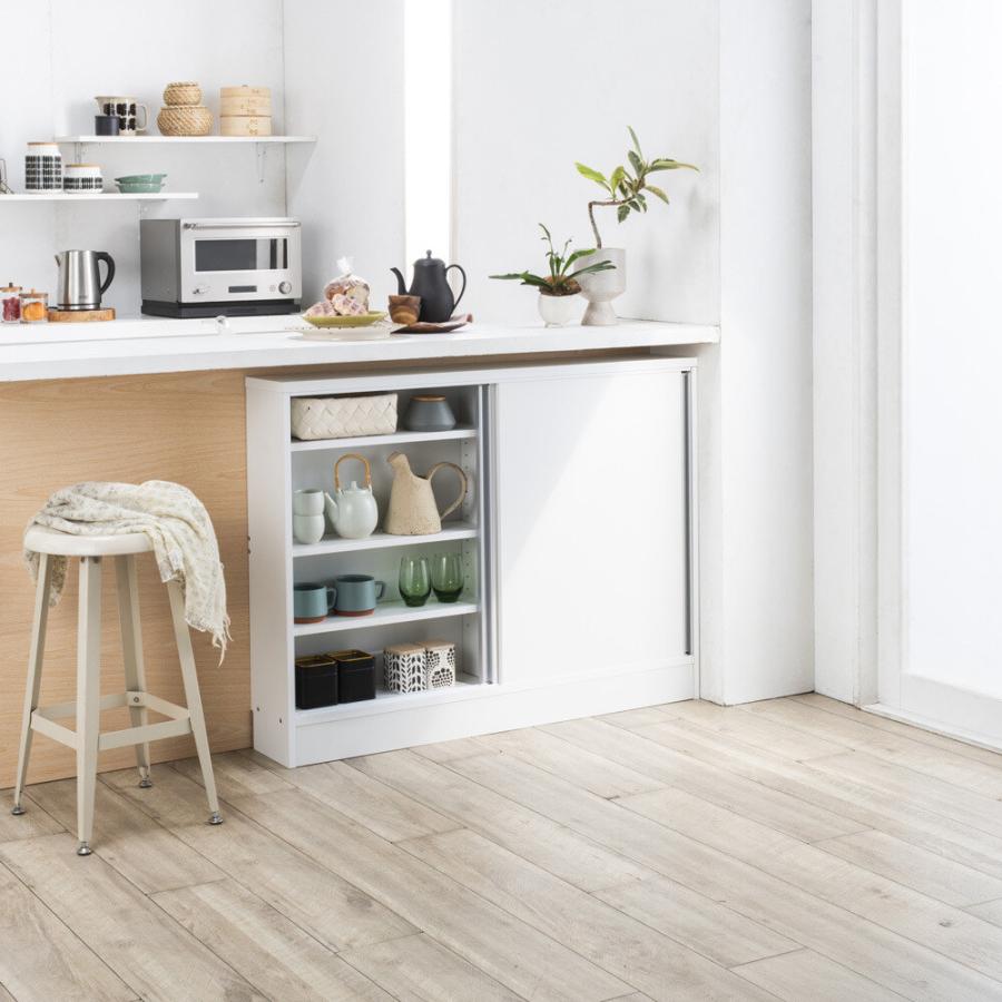 dinos（ディノス） ストレートカウンター下引き戸収納庫 幅90 奥行20cm