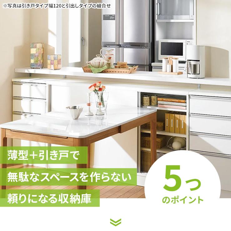dinos（ディノス） 日本製 ストレートカウンター下引き戸収納庫 幅90