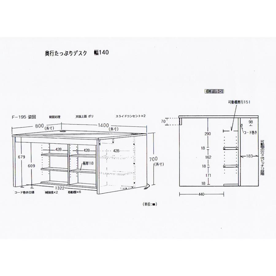 dinos（ディノス） 奥行たっぷり収納デスク 幅140cm 机 オフィス 事務