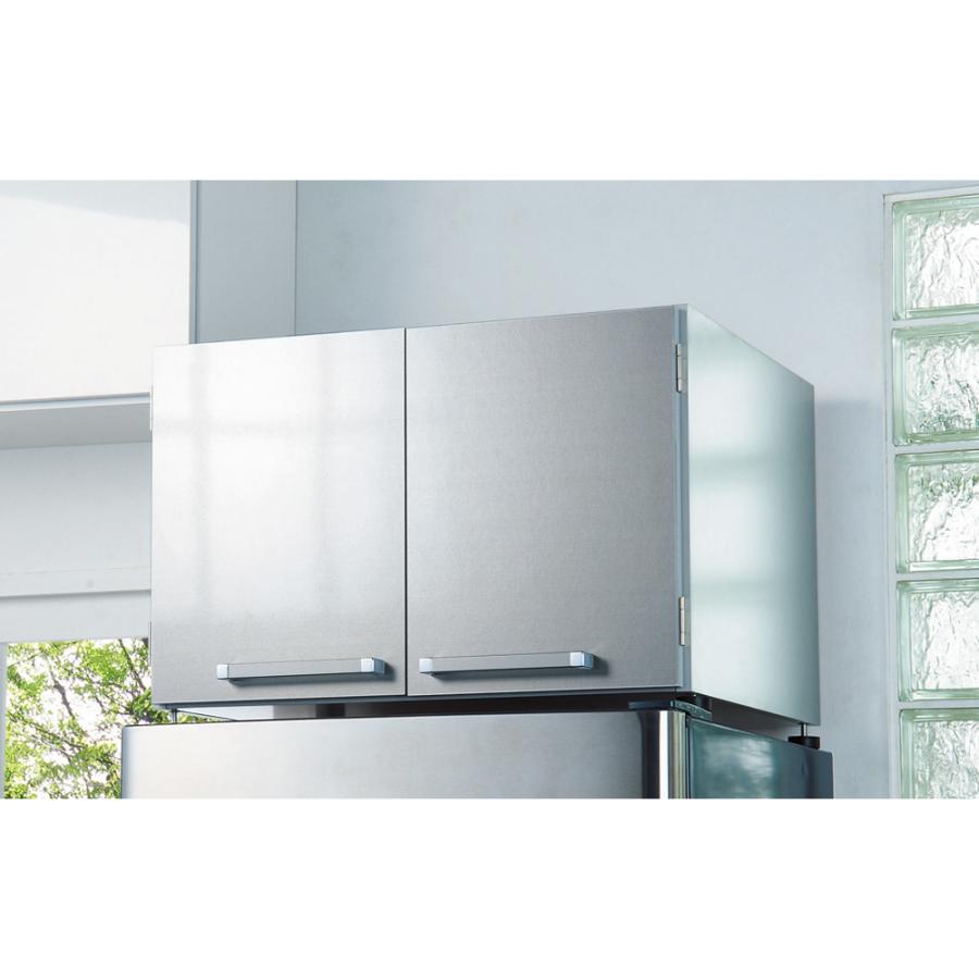 dinosディノス冷蔵庫上キッチンストッカーシルバー　隙間収納　キッチン用品収納 dinos 光沢仕上げ・冷蔵庫上ストッカー 幅57cm（脚部59cm