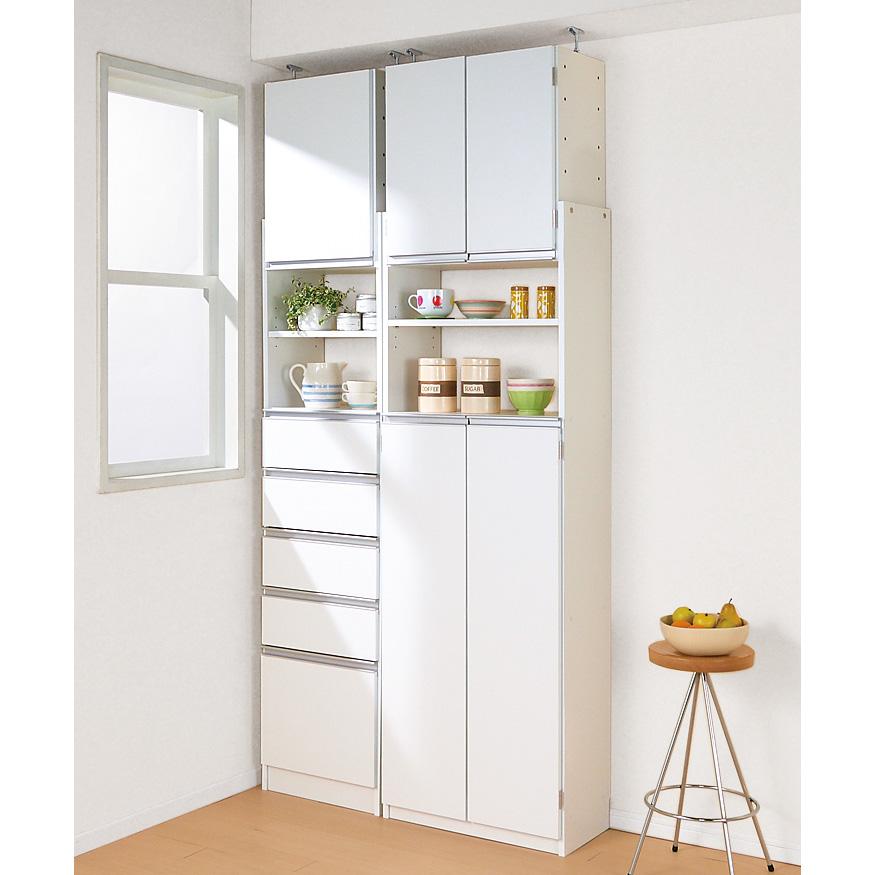 薄型で省スペースキッチン突っ張り収納庫 扉タイプ 幅45cm・奥行19cm 薄型で省スペースキッチン突っ張り収納庫 扉タイプ 幅45cm・奥行19cm