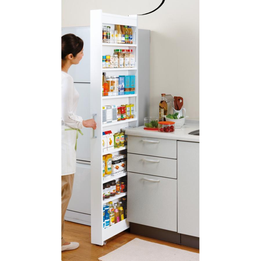 家具 収納 キッチン収納 食器棚 キッチンストッカー 食品ストッカー リバーシブル キッチンすき間収納ワゴン 奥行55cmタイプ 幅22cm 5115 ディノス Paypayモール店 通販 Paypayモール