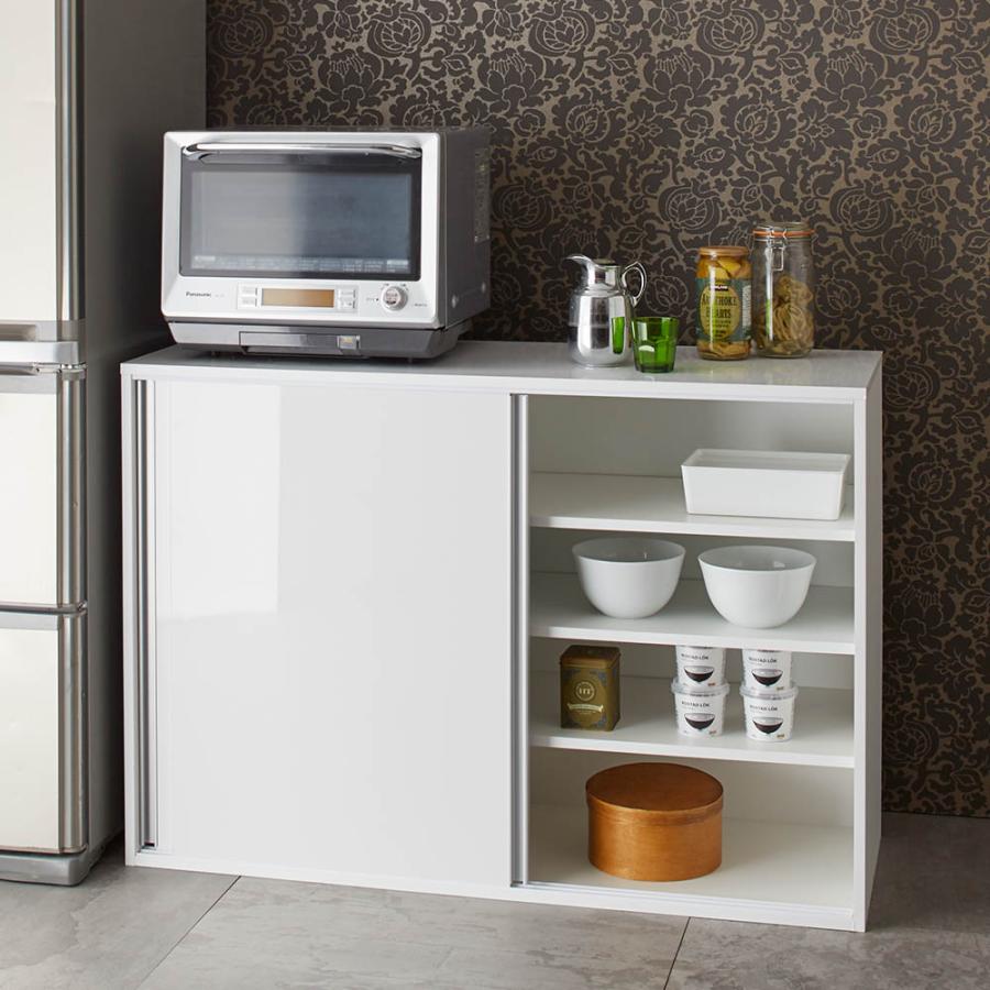 スライド棚付き家電収納庫　ハイタイプ　食器棚 全部隠せる スライド棚付きキッチン家電収納庫 ハイタイプ 通販