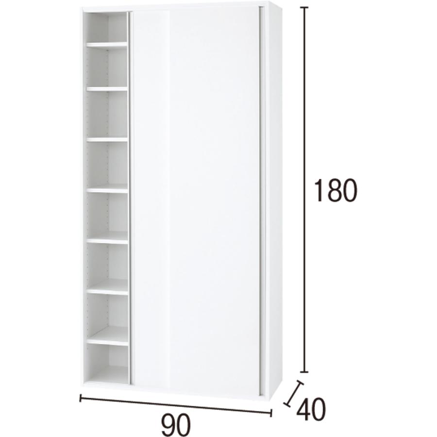 dinos（ディノス） 光沢仕様 引き戸壁面収納本棚 幅90奥行40高さ180cm