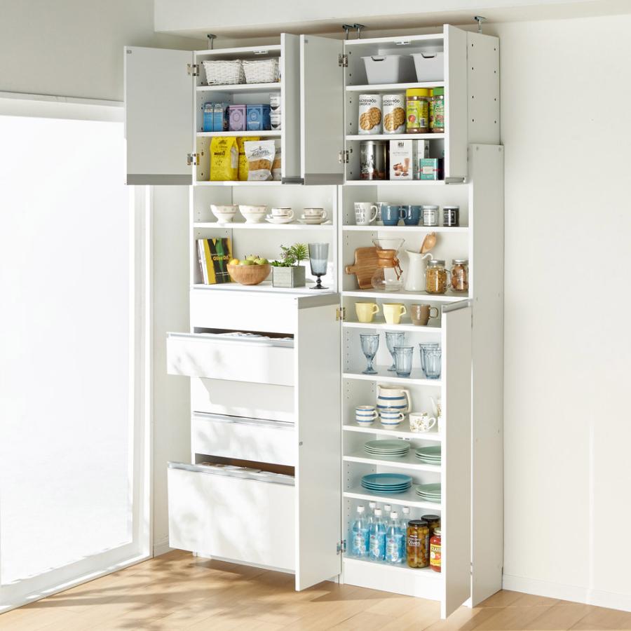 dinos ホワイト 4段引き出し収納 食器棚 dinos（ディノス） 薄型で省スペースキッチン突っ張り収納庫 チェスト