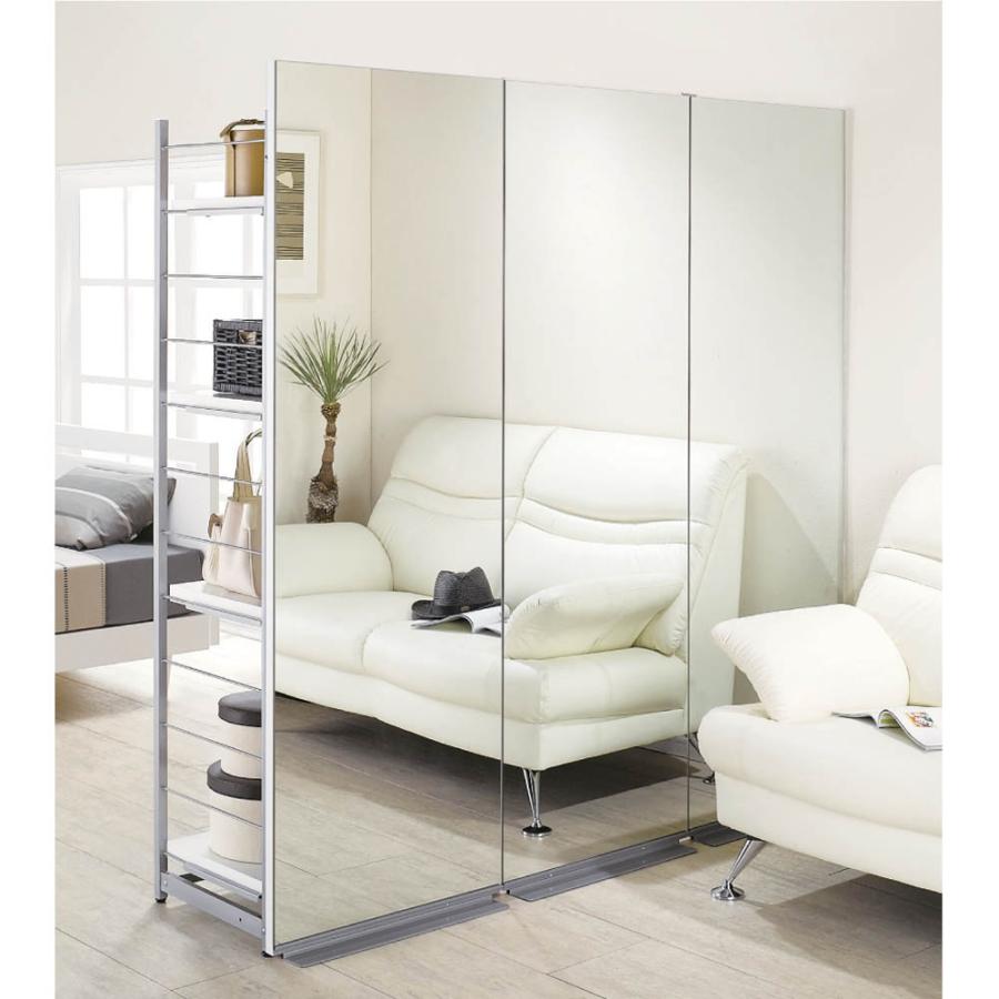 dinos（ディノス） 手軽に間仕切り パネル収納ハンガーラック 「ミラー