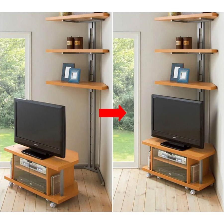 dinos（ディノス） 突っ張り式コーナー用ラック 幅90cm・3段 【テレビ