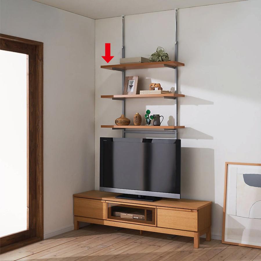 突っ張り式スペースラック 3段 幅120cm~ホームオフィス、SOHOデスク上、テレビ上のデットスペース活用に dinos（ディノス） テレビ上の空間を有効活用できるオーバーハング