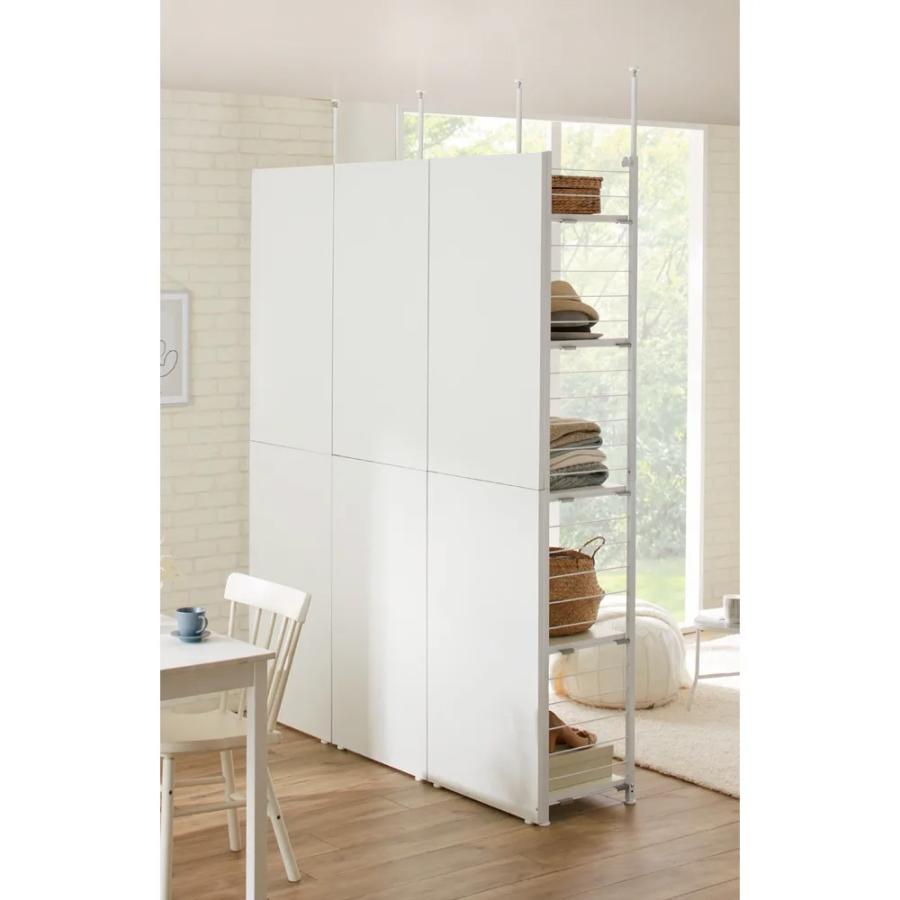 dinos ホワイト間仕切り収納 ハンガー2段タイプ・連結用 幅88cm