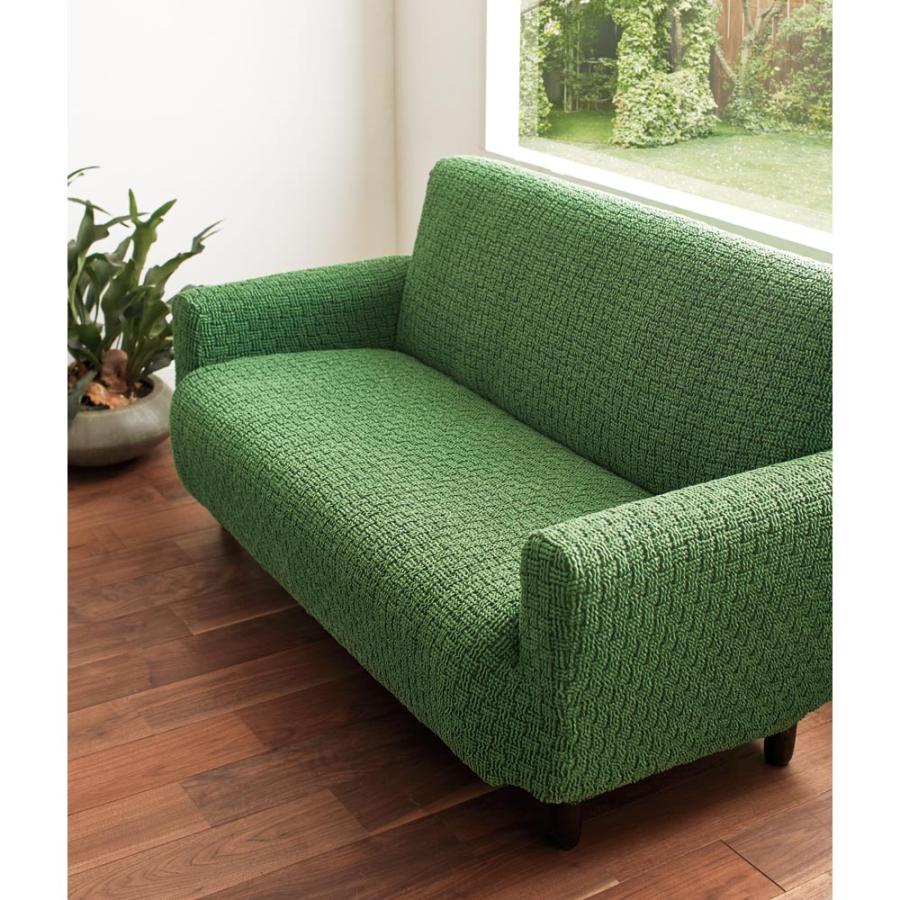 新品　スペイン製ソファカバー　２人掛用　アーム付き用 スペイン製 ストレッチフィット ソファカバー ポンパス 肘あり 2人掛け