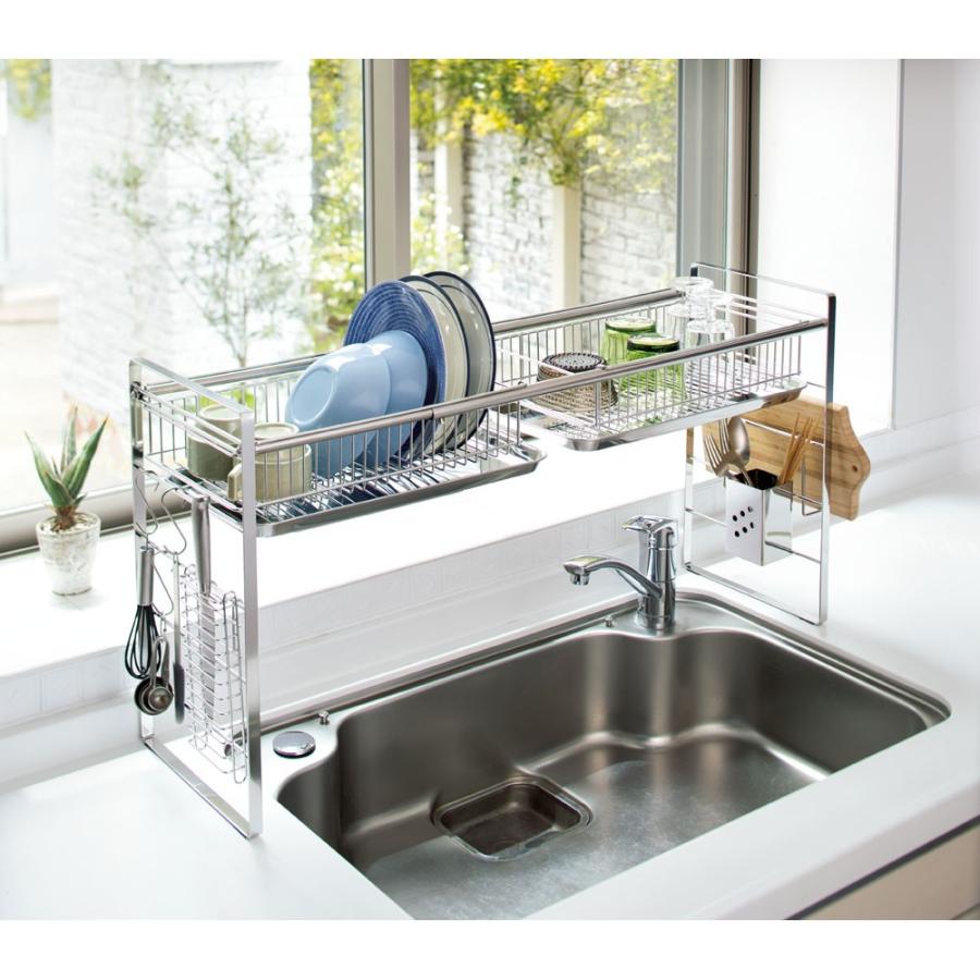 想像を超えての キッチン 家電 キッチン収納 水切り 水切りかご ラック 奥行がスリムになったシンク上水切りカゴ ラック Wバスケット デラックス 年最新海外 Kuljic Com