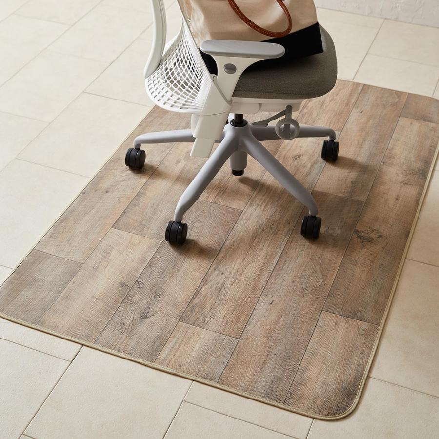 ≪約80×210cm≫ 古材フローリング調キッチンマット カーペット ラグ マット キッチンマット H94642の画像