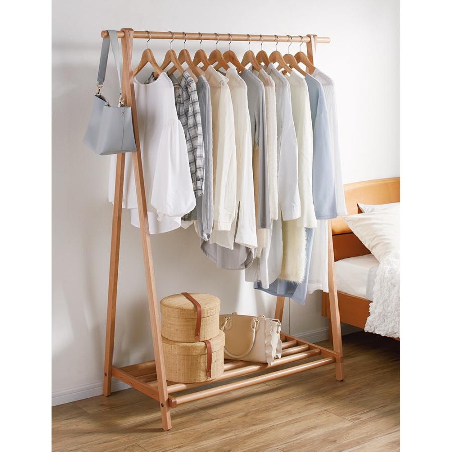 unico ハンガー　ラック　キャメル dinos（ディノス） 頑丈天然木A型ハンガーラック 幅73cm 衣類収納