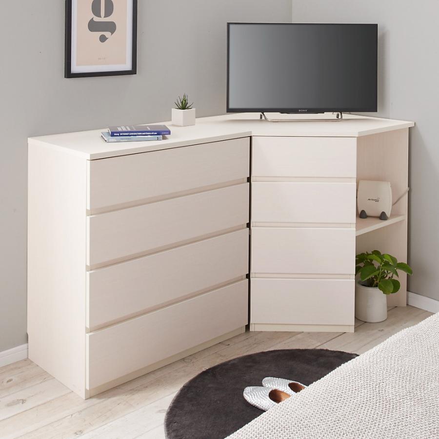 コーナーチェスト スペースを有効活用 コーナー用チェスト 幅87.5奥行60cm・3段（高さ68cm）