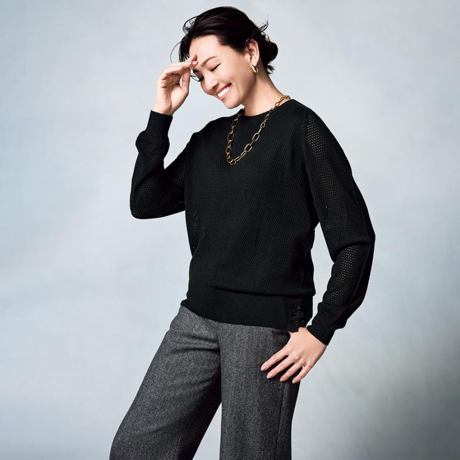 シルクカシミヤ メッシュ編み プルオーバー ニット セーター ニットセーター 109603 dinos（ディノス） シルクカシミヤ メッシュ編み プルオーバー ニット