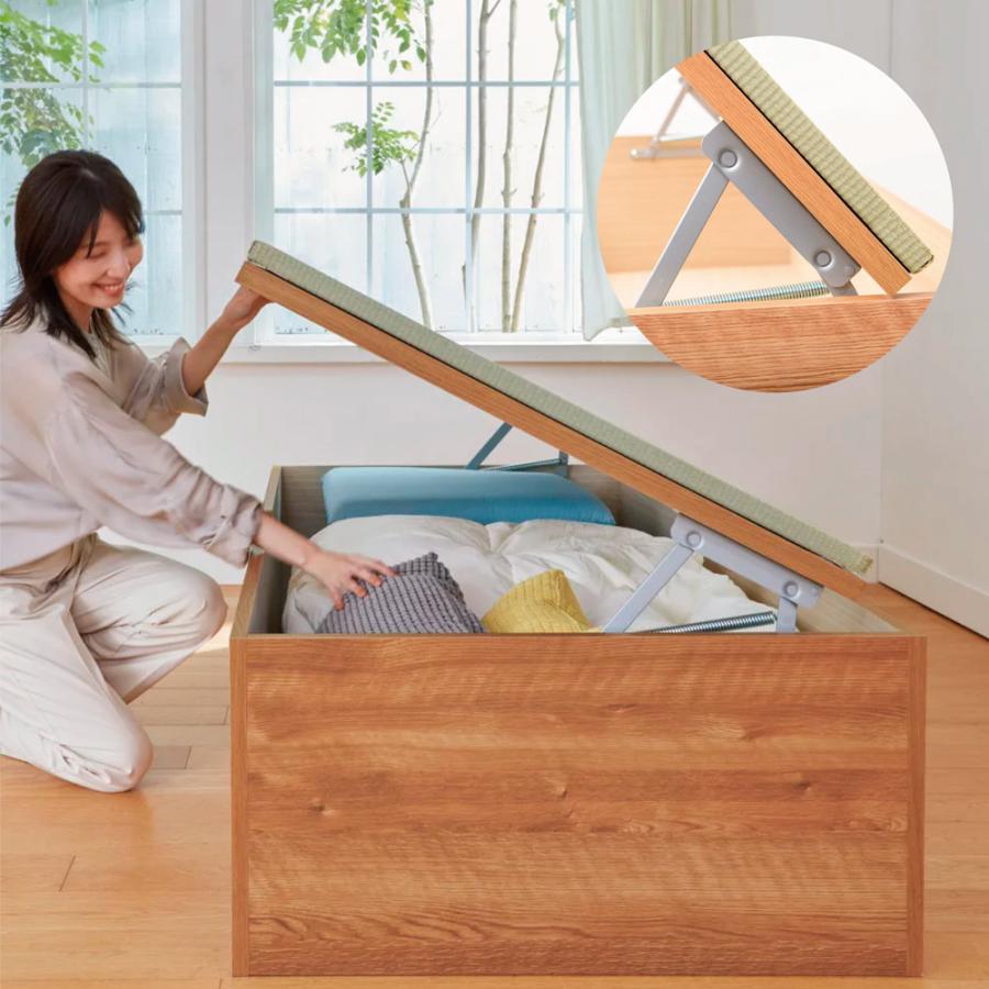 跳ね上げ式収納ユニット畳 ヘリ無し半畳 高さ33cm リビング収納 ユニットシェルフ 587974の画像